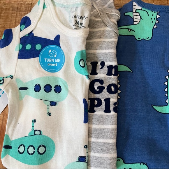24m NWT bundle of short and one long sleeve onesies for baby boy - Picture 3 of 15